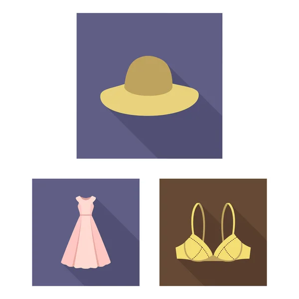 Vêtements et accessoires icônes plates dans la collection de set pour le design. Chaussures et décoration vectoriel symbole stock web illustration . — Image vectorielle