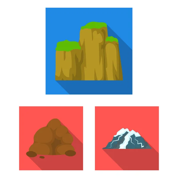 Различные горы плоские иконки в коллекции наборов для design.Mountains и ландшафтных векторных символов веб-иллюстрации . — стоковый вектор