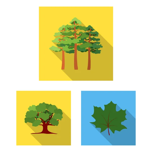 Wald und Natur flache Symbole in Set-Kollektion für Design. Wald Leben Vektor Symbol Lager Web Illustration. — Stockvektor