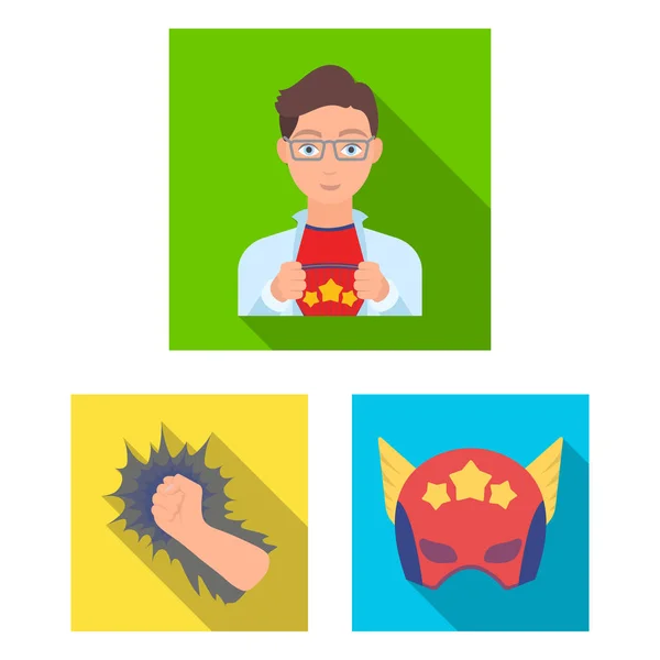 A fantastic superhero flat icons in set collection for design. Superhero s equipment vector symbol stock web illustration. — Stock Vector