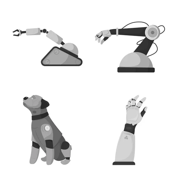 Vektor design av roboten och fabriken ikonen. Uppsättning av roboten och utrymme lager vektorillustration. — Stock vektor