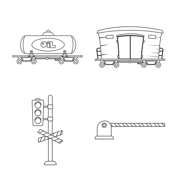 Isoliertes Objekt des Zug- und Bahnhofssymbols. Zug- und Fahrkartensymbole für das Internet. — Stockvektor