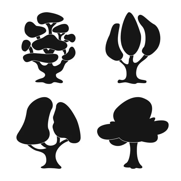 Ilustração vetorial de árvore e sinal de natureza. Coleção de árvore e coroa símbolo de estoque para web . — Vetor de Stock