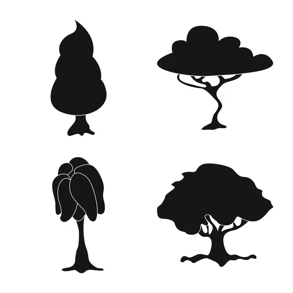 Vektordesign von Baum und Natursymbol. Sammlung von Baum- und Kronenvektorsymbolen für Aktien. — Stockvektor