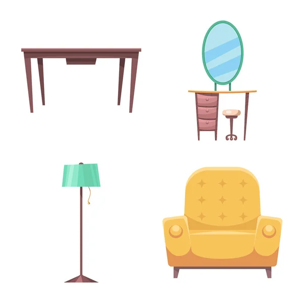 Diseño vectorial de muebles y símbolo del apartamento. Conjunto de muebles y el hogar símbolo de stock para la web . — Vector de stock