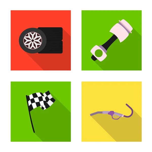 Vector design of car and rally icon. Collection of car and race stock symbol for web. — Stock Vector