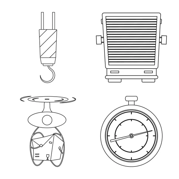 Geïsoleerde object van goederen en lading symbool. Collectie van goederen en magazijn vector pictogram voor voorraad. — Stockvector