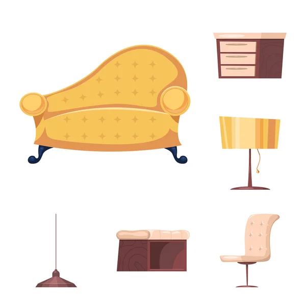 Objeto aislado de muebles e icono del apartamento. Colección de muebles y el icono del vector del hogar para la acción . — Archivo Imágenes Vectoriales