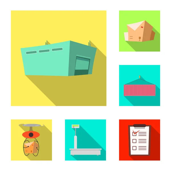 Vector illustration of goods and cargo sign. Set of goods and warehouse vector icon for stock. — Stock Vector