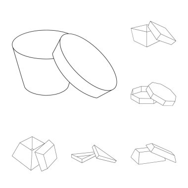 Farklı kutular set koleksiyonu tasarım için simgeleri anahat. Ambalaj kutusu vektör simge stok web çizim.