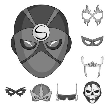 Kahraman ve maske simgesinin vektör resmi. Web için kahraman ve süper kahraman hisse senedi simgesi kümesi.