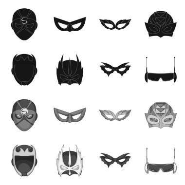 Bir kahraman ve maske işaret tasarım vektör. Kahraman ve süper kahraman hisse senedi vektör çizim topluluğu.