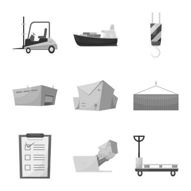 Eşya ve kargo işareti vektör tasarımı. Ürünler ve ambar hisse senedi simgesi için web topluluğu.