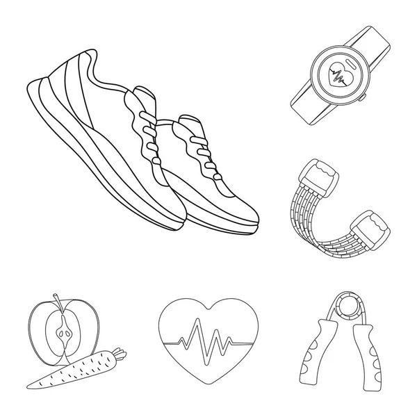 Gym and training outline icons in set collection for design. Gym and equipment vector symbol stock web illustration. — Stock Vector