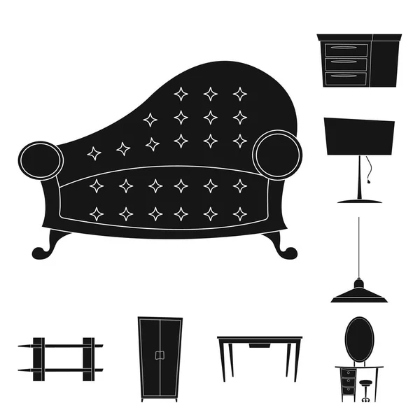 Isolerade objekt av möbler och lägenhet-ikonen. Uppsättning av möbler och hem vektor ikon för lager. — Stock vektor