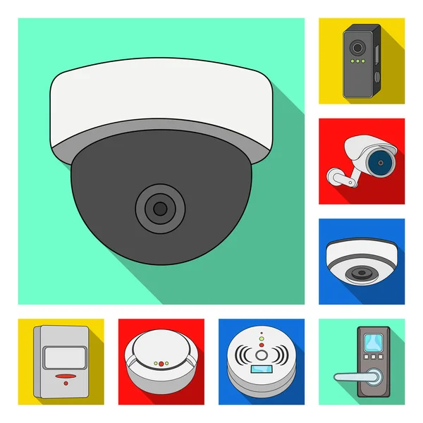 Vector ontwerp van cctv en camera icoon. Aantal cctv en systeem aandelensymbool voor web. — Stockvector