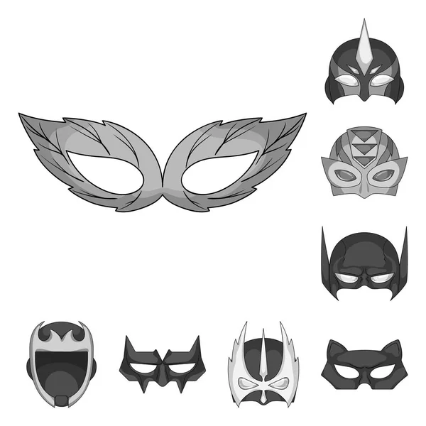 Vector design a hős és a maszk jele. Csoportja, hős, szuperhős és tőzsdei szimbólum a web. — Stock Vector