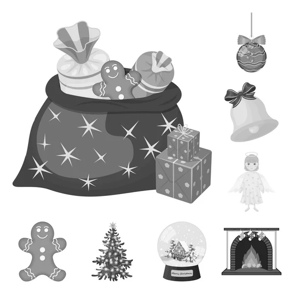 Weihnachten Attribute und Accessoires monochrome Symbole in Set-Kollektion für Design. Frohe Weihnachten Vektor Symbol Stock Web Illustration. — Stockvektor