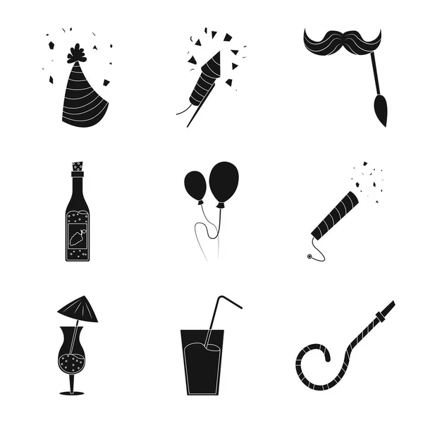 Isolerade objekt av folkpartiet och födelsedag-logotypen. Uppsättning av fest och firande vektor ikonen för lager. — Stock vektor
