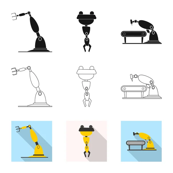 Diseño vectorial de robot y símbolo de fábrica. Colección de robot y vector espacial icono para stock . — Vector de stock