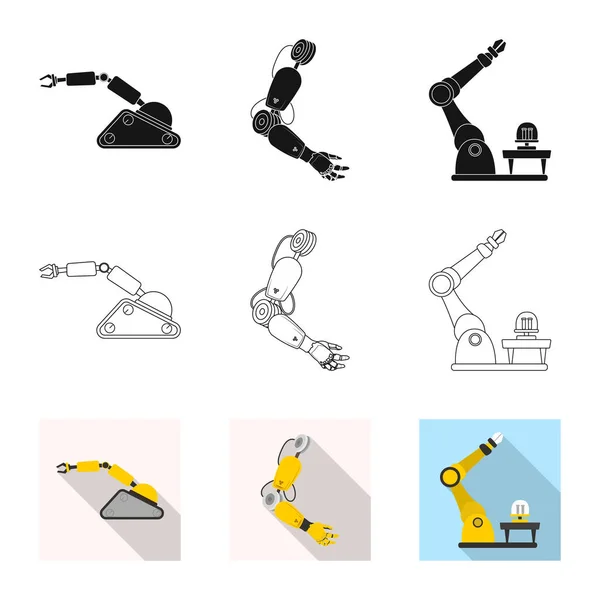 Διάνυσμα σχεδιασμός του ρομπότ και εργοστάσιο λογότυπο. Σύνολο των ρομπότ και χώρο εικονογράφηση διάνυσμα απόθεμα. — Διανυσματικό Αρχείο