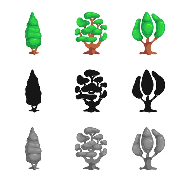 Ilustração vetorial do logotipo da árvore e da natureza. Coleção de árvore e coroa vetor ícone para estoque . — Vetor de Stock