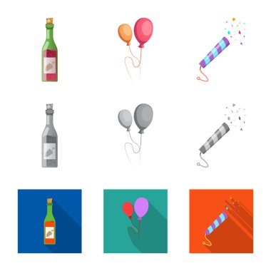 Parti ve Doğum günü simge vektör Illustration. Hisse senedi için kutlama ve parti vektör simge kümesi.