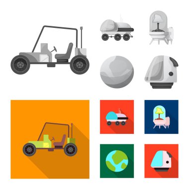 Mars ve uzay logo vektör tasarımı. Mars ve gezegen vektör simgesini hissenin koleksiyonu.