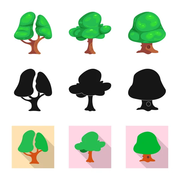 Diseño vectorial de árbol y símbolo de la naturaleza. Colección de árbol y corona icono vectorial para stock . — Vector de stock