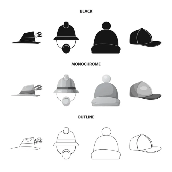 Objeto aislado de casco e icono de la tapa. Conjunto de casco y accesorio símbolo de stock para web . — Vector de stock