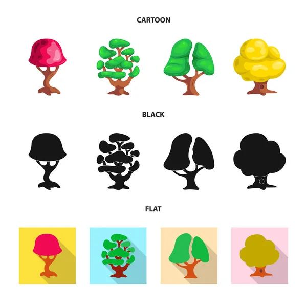 Vector design a fa és a természet jele. A fa és a korona vektor ikon készlet készlet. — Stock Vector