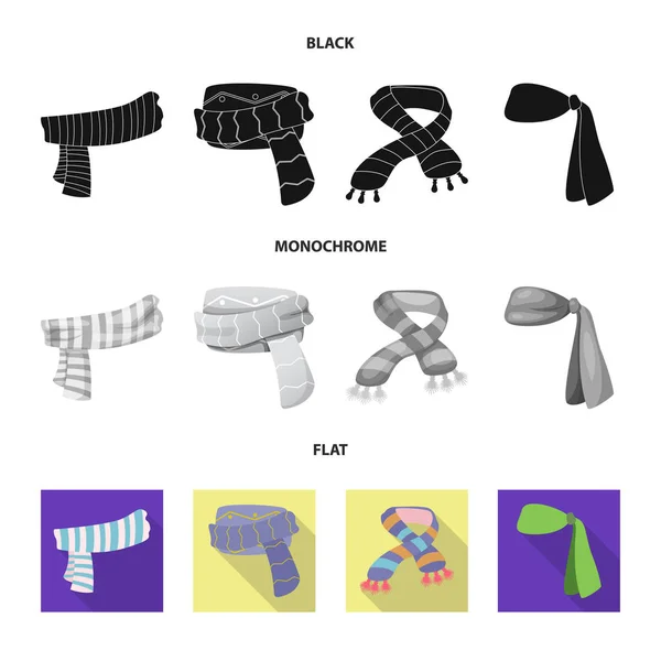 Векторная иллюстрация шарфа и пластыря. Коллекция шарфов и аксессуаров . — стоковый вектор