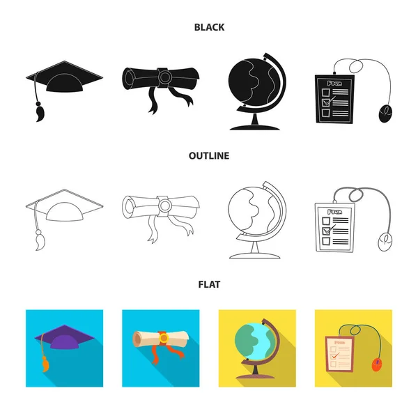 Progettazione vettoriale del logo di istruzione e apprendimento. Raccolta di icone vettoriali dell'istruzione e della scuola per le scorte . — Vettoriale Stock