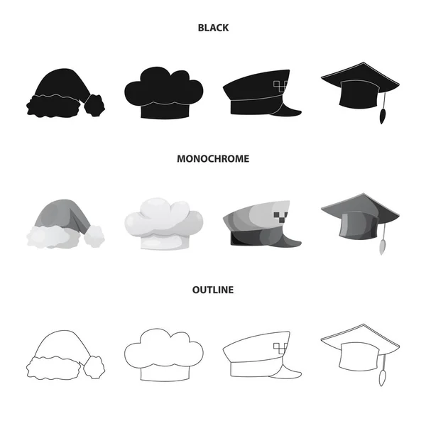 帽子和帽符号的矢量设计。网站的头饰和附属股票符号集. — 图库矢量图片