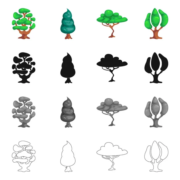 Vektorillustration av träd och naturen logotyp. Uppsättning av träd och krona vektor ikonen för lager. — Stock vektor