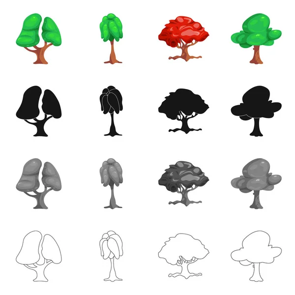 Objeto aislado de árbol y signo de naturaleza. Colección de árbol y corona icono vectorial para stock . — Vector de stock