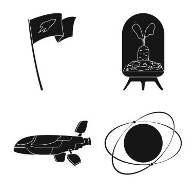 Mars ve uzay simge vektör tasarımı. Mars ve hisse senedi için gezegen vektör simge kümesi.