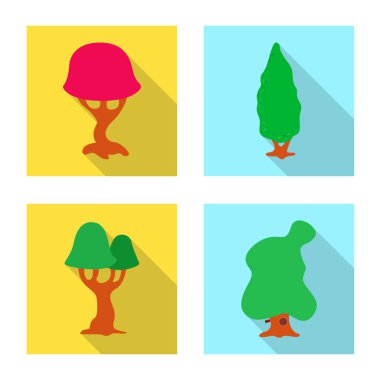 Ağaç ve doğa logo vektör Illustration. Hisse senedi için ağaç ve taç vektör simge kümesi.