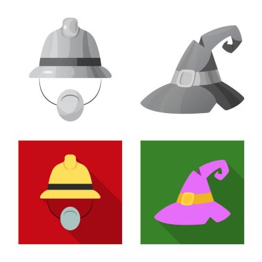 Şapkalar ve kap simgesi yalıtılmış nesne. Şapkalar ve hisse senedi için aksesuar vektör simge kümesi.