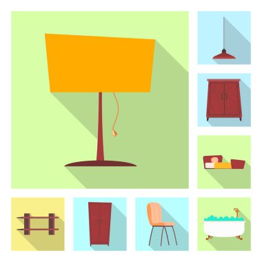 Mobilya ve daire simge vektör tasarımı. Koleksiyon Mobilya ve ev hisse senedi vektör çizim.