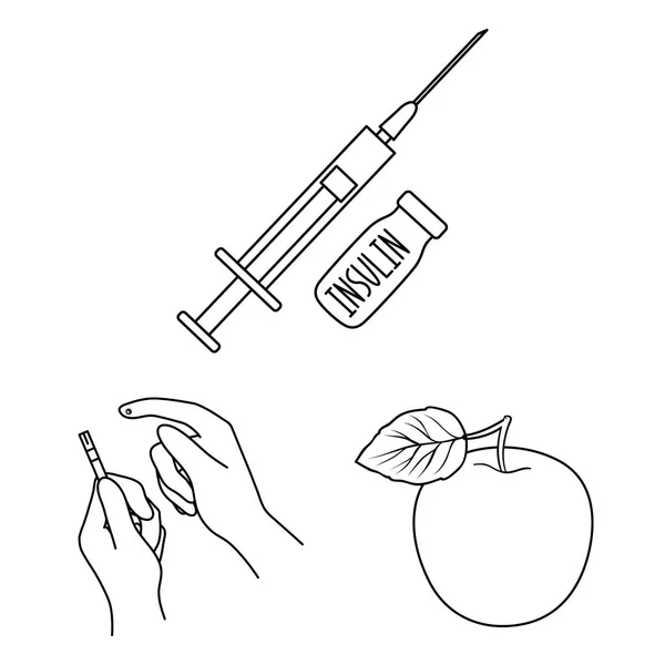 당뇨병 개요 아이콘 디자인에 대 한 설정된 컬렉션입니다. 당뇨병 벡터 기호 재고 웹 일러스트 레이 션의 처리. — 스톡 벡터