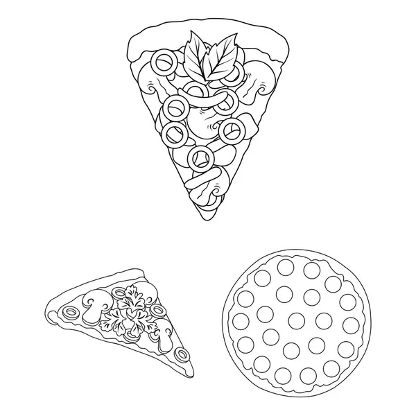 Різні піца контур іконки в набір колекції для дизайну. Піца їжа Векторний символ запас веб-ілюстрація . — стоковий вектор