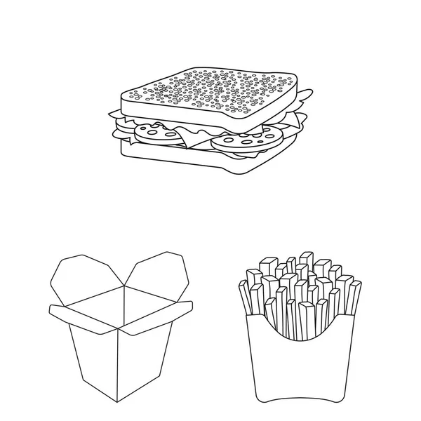 Φάστ φούντ διάρθρωσης εικονίδια στη συλλογή σετ για σχεδιασμό. Φαγητό από ημι-έτοιμα προϊόντα διανυσματικά εικονογράφηση σύμβολο μετοχής web. — Διανυσματικό Αρχείο