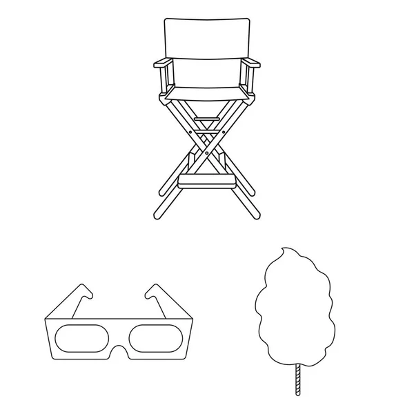 电影和电影的轮廓图标集合中的设计。电影和属性矢量符号股票 web 插图. — 图库矢量图片