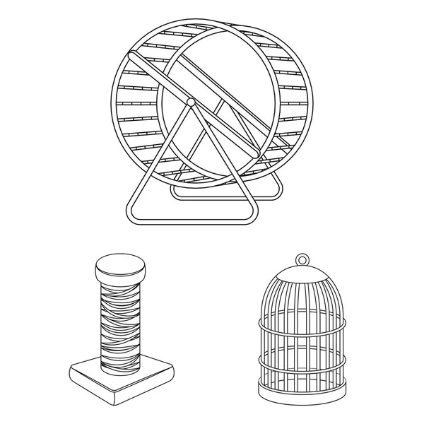 Zoohandlung umreißt Symbole in Set-Kollektion für Design. Die Waren für Tiere Vektor-Symbol Stock Web-Illustration. — Stockvektor