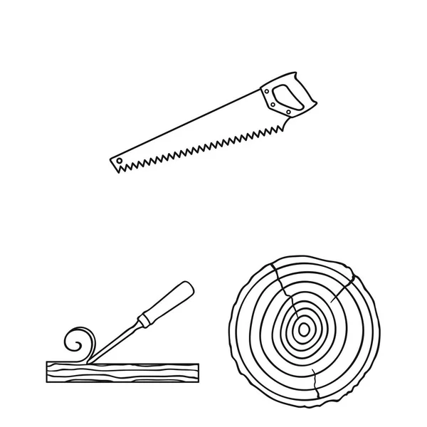 Aserradero y madera esbozan iconos en la colección de conjuntos para el diseño. Hardware y herramientas vector símbolo stock web ilustración . — Vector de stock
