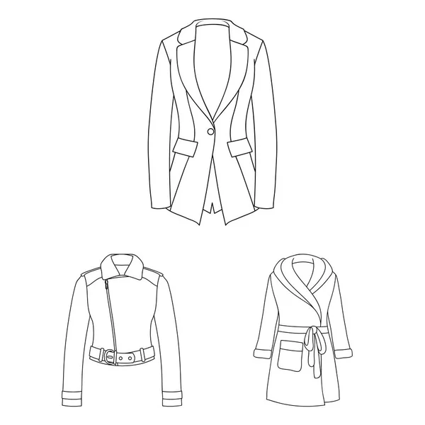 Mulheres s Ícones de contorno de roupas na coleção de conjuntos para design.Variedades de roupas e acessórios símbolo vetorial ilustração web . — Vetor de Stock