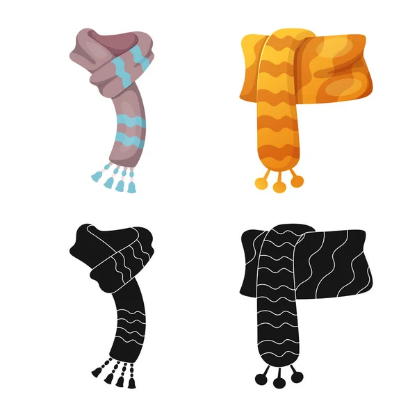 Изолированный объект шарфа и платок знак. Набор векторных иллюстраций шарфов и аксессуаров . — стоковый вектор