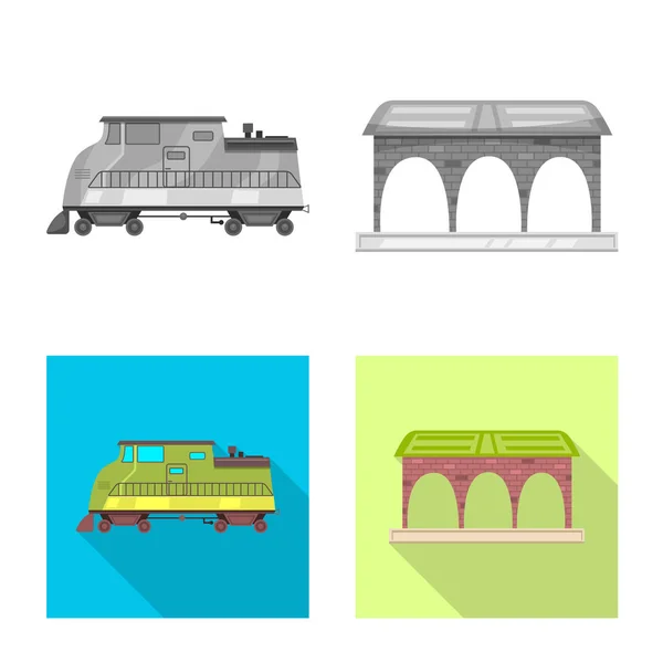 鉄道と駅アイコンのベクター デザイン。株式のベクトル アイコンを鉄道と航空券のセット. — ストックベクタ