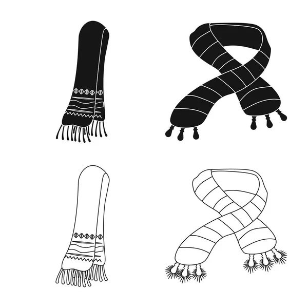 Geïsoleerde object van sjaal en omslagdoek logo. Verzameling van sjaal en accessoire vector pictogram voor voorraad. — Stockvector
